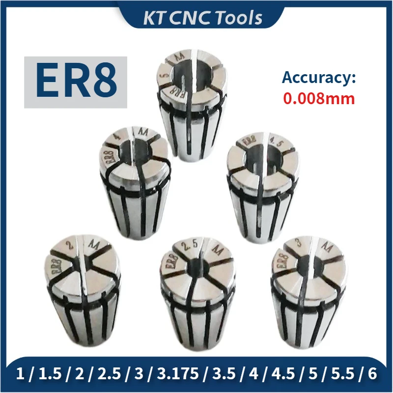 

KT CNC ER8 collet chuck ER ER8 ER11 chuck collet set tool holder bracket tool made of 65Mn spring steel material ER8A ER8M