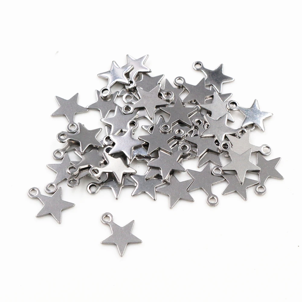 30pc/lot 17x14mm/10x8mm/Charms 316 Stainless Steel five-pointed star Cute for necklace pendant charms diy jewelry making