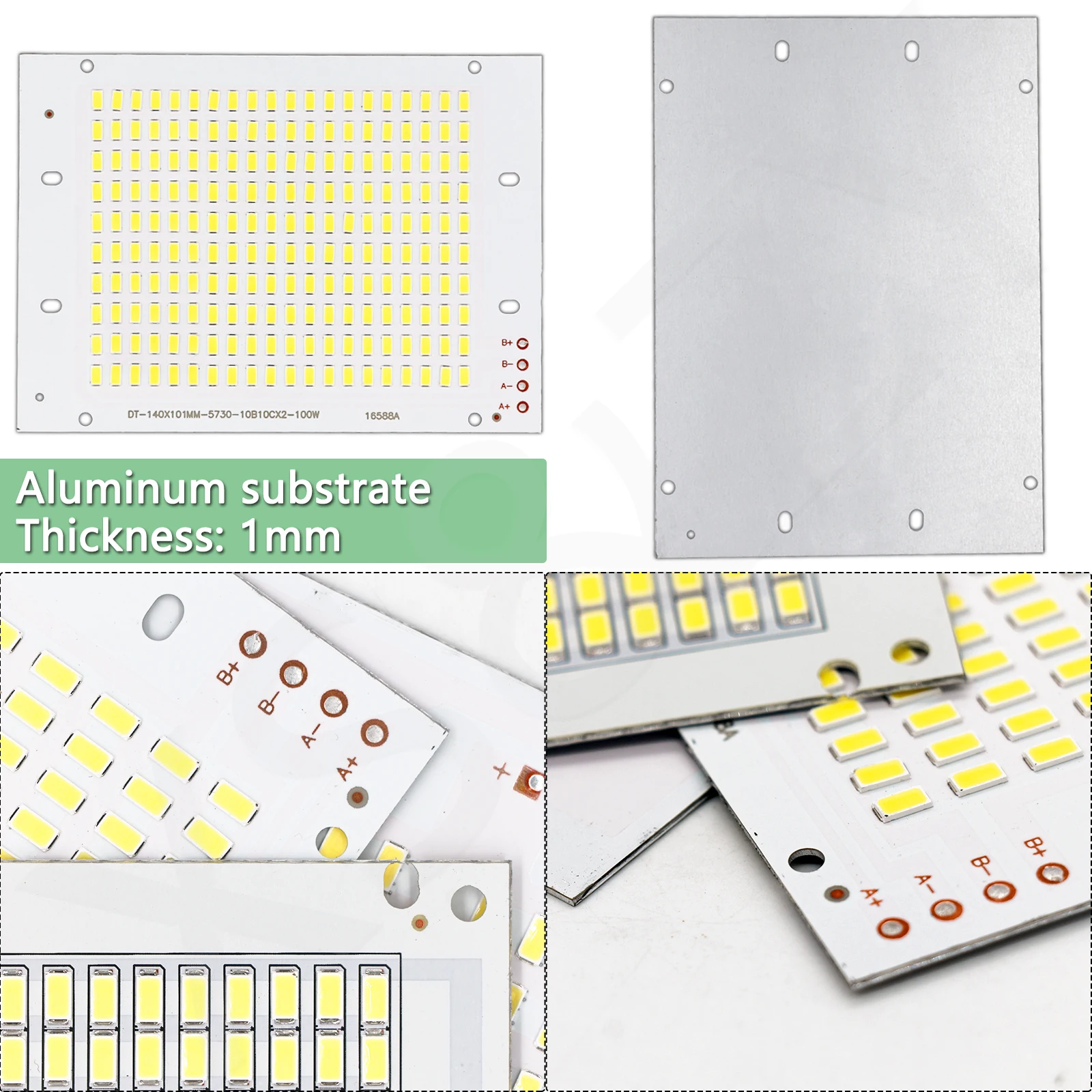 100W LED Light Strong Light Board 17*34mil DC30-33V 1350-1500mA White Large Chip Dissipation Aluminum Substrate Floodlight DIY