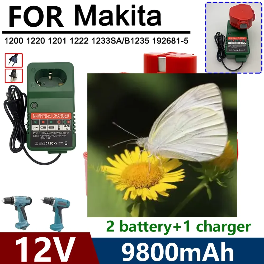 

Rechargeable for Makita Akku 12V PA12 1200 1220 1222 1234 1235 6270D 6271D 8434D Power Tool 6317D 8270D batteries 9800mAh