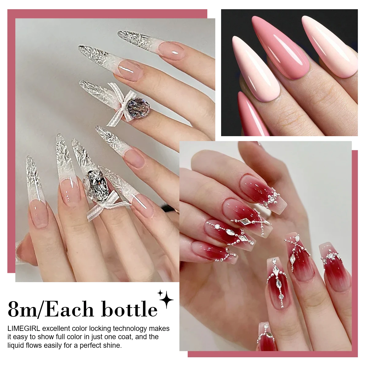 8-teiliges Gel-Nagellack-Set für Anfänger, 8 ml Glitzer-Kunstgel mit Grundlack, Decklack und mattem Decklack für Maniküre-Salon-Geschenke