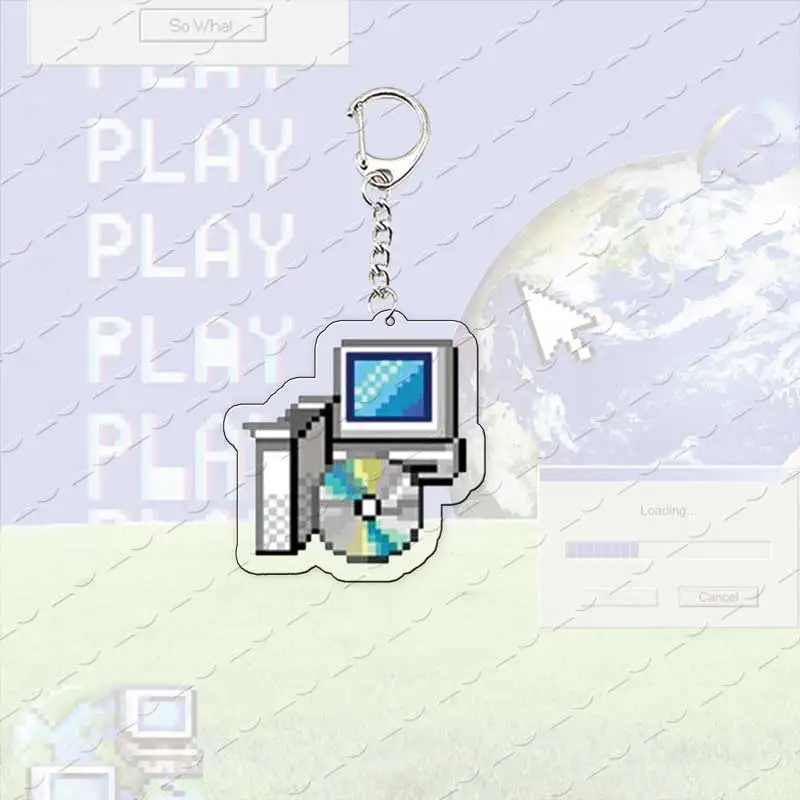 Pixel Window Icon Mouse eychains Bag Charms Pointer Click Old Desktop Computer Monitors Hand Arrow Cursor Keyring Pendant Gifts