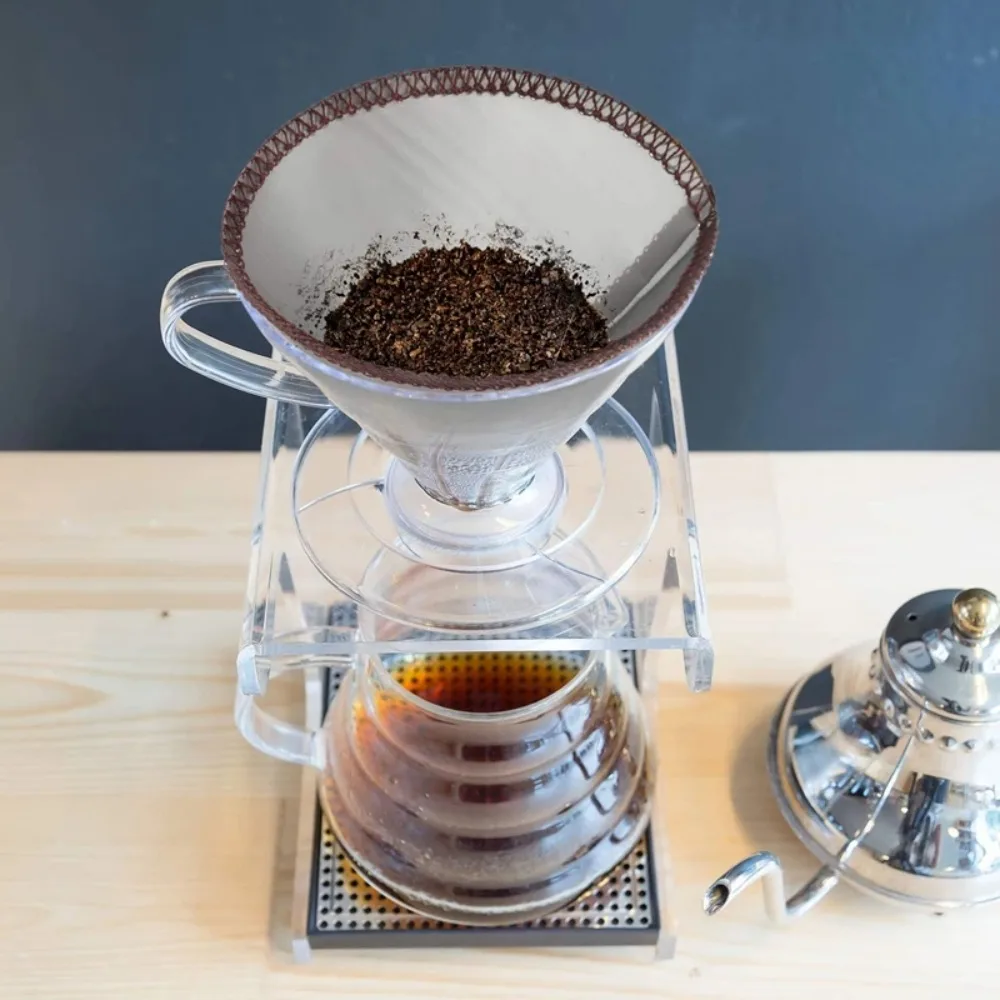 

Paperless Reusable Pour Over Coffee Filter Durable V Shaped Stainless Steel Cone Strainer Fine Mesh Coffee Drip Filter Home