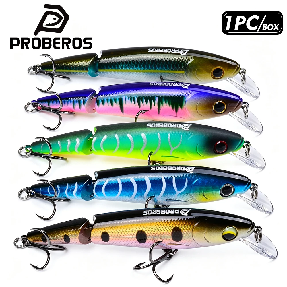 Proberos 1pc Minnow Fishing Lures 105mm 13g 2-Segment Jointed Bait Floating Wobblers For Pike Artificial Bait Crankbait Fishing