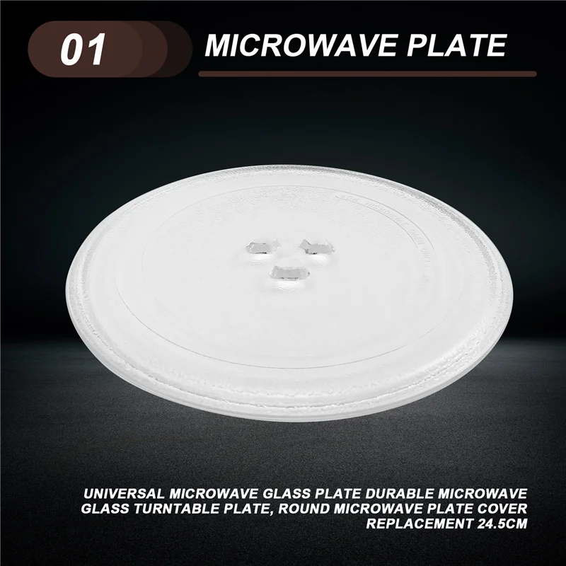 A68M-Pelat Kaca Microwave Universal Pelat Meja Putar Kaca Microwave Tahan Lama, Pengganti Penutup Pelat Microwave Bulat