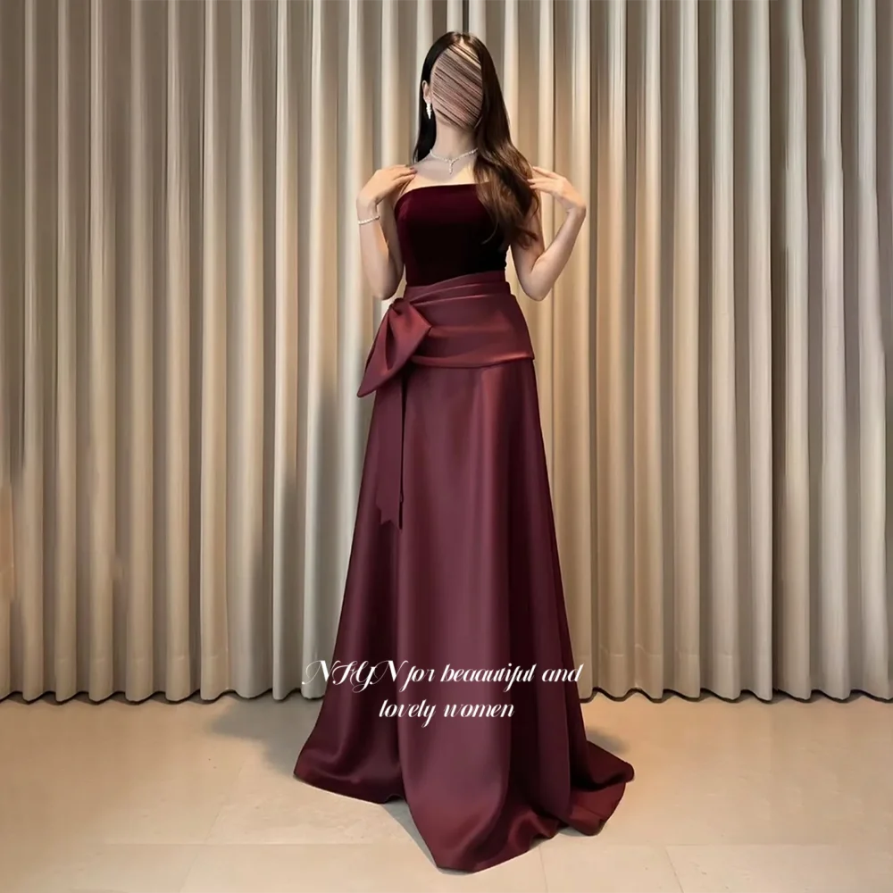 

NFYN A Line Prom Dress Strapless Party Dress Formal Occasion Dress with Pleats Evening Dresses حزب فساتين Customized
