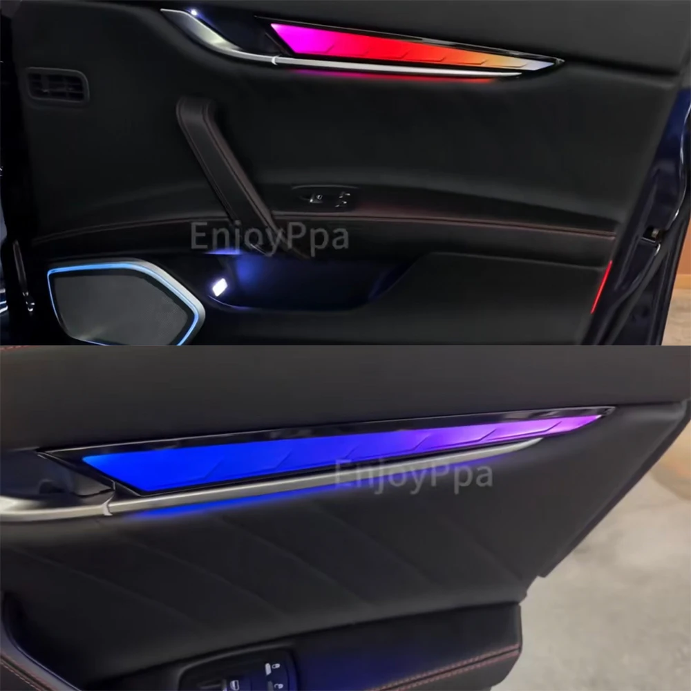 For Maserati Ghibli Levante Quattroporte 64 color LED Ambient light Interior Door dynamic trim lights Crystal Atmosphere Lamp