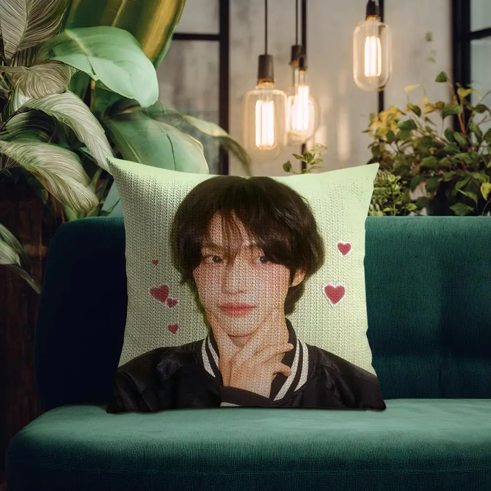 Hot Kpop Singer Park W-Wonbin Pillow Case Natural Linen Organic Fabric Double-Sided Printing Breathable Perfect for Home Decor