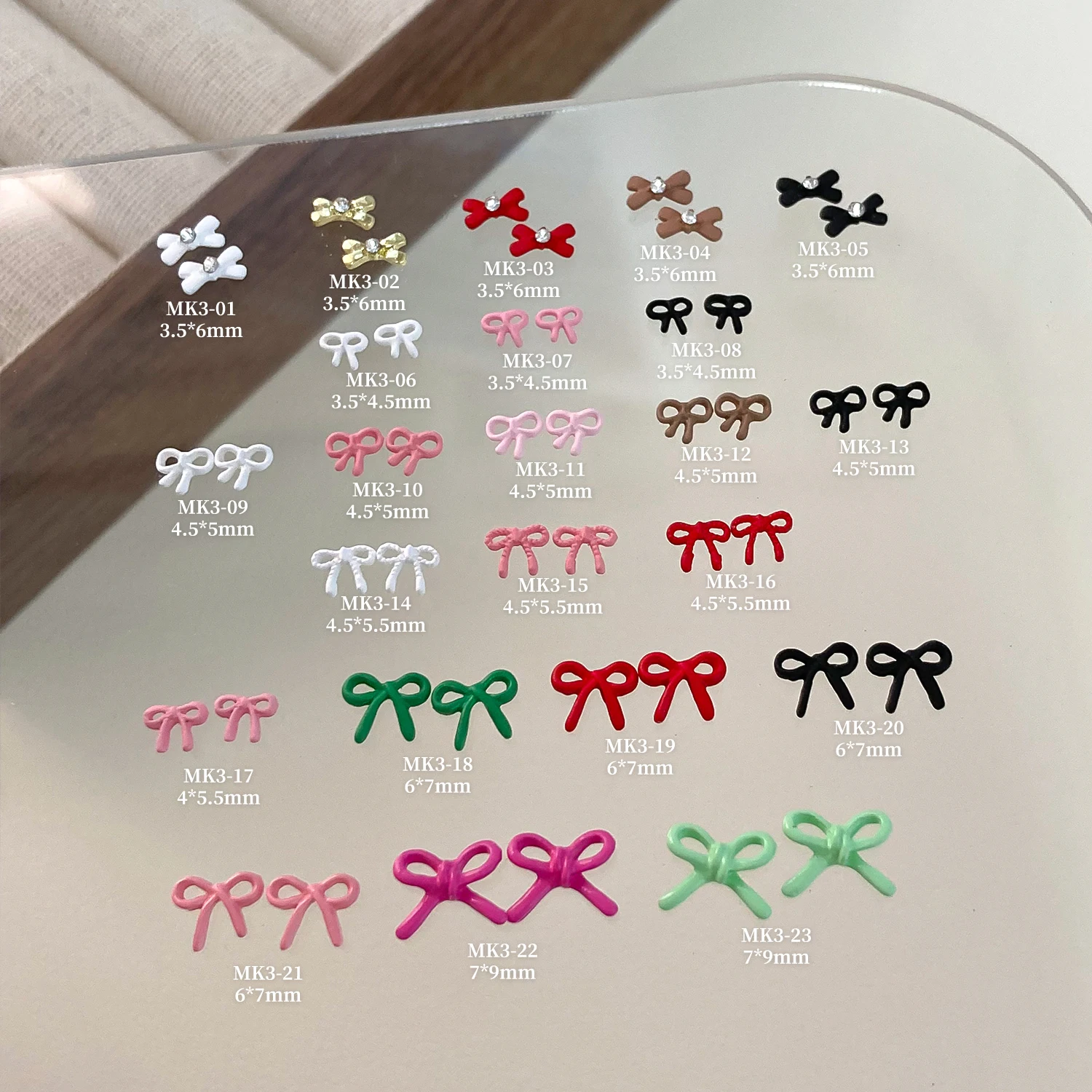 10pcs Japanese Bow Nail Art Charms Ribbon Bowknots Rhinestones Macaron Colored Bow Nail Decoration Manicure Accessories