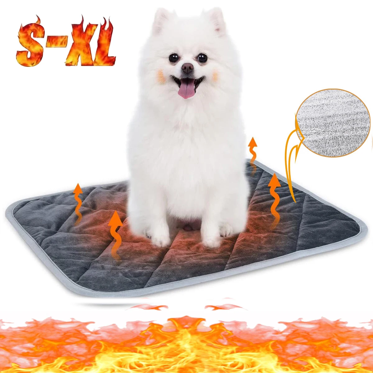 

Self Heating Pet Pad Extra Warm Thermal Dog Crate Pad Washable Anti-Slip Kennel Mat Pet Supplies for Medium Small Dogs and Cats