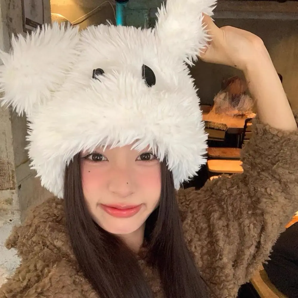 

Korean Big Eyes Cartoon Puppy Hat Long Ears Puppy Thicken Outdoor Pullover Hats Cute Knitted Caps Women Girl