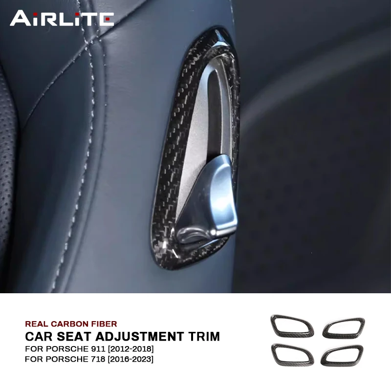 

For Porsche 911 2012-2018 718 2016-2023 Real Carbon Fiber Car Seat Adjustment Handle Frame Trim Cover Decoration Accessories