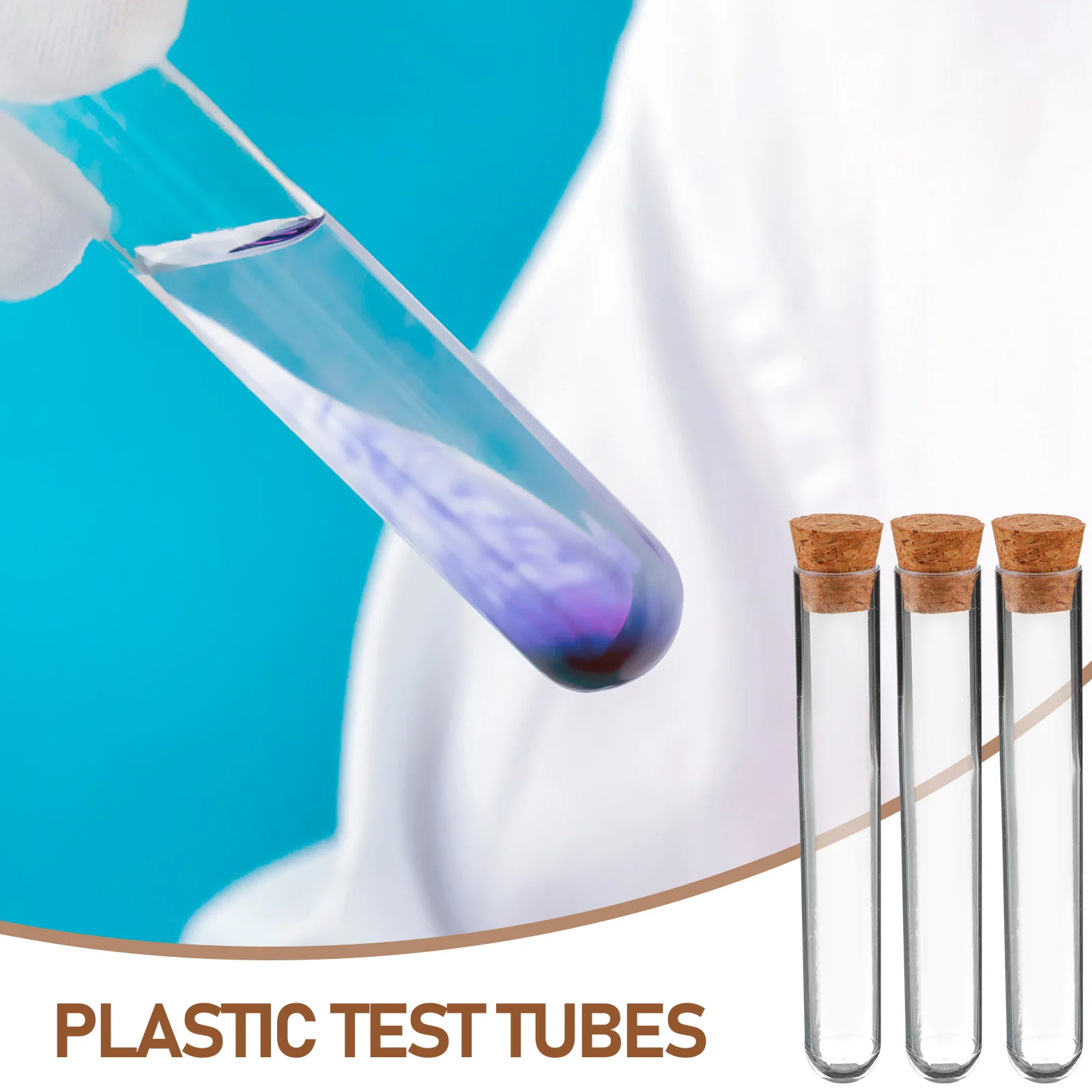 

100Pcs 1.2x7.5cm Clear Plastic Test Tubes with Corks for Scientific Experiments Crafts Gifts Leak-Proof Portable