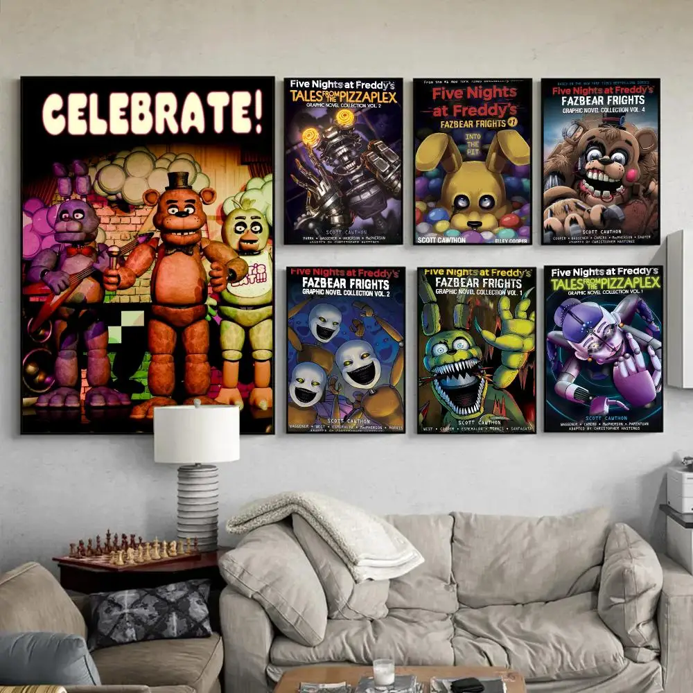 Game F-Five Nights at Freddys Poster Wall Art Poster Print Decorative Artwork for Bedroom Living Room Office Home Decoration