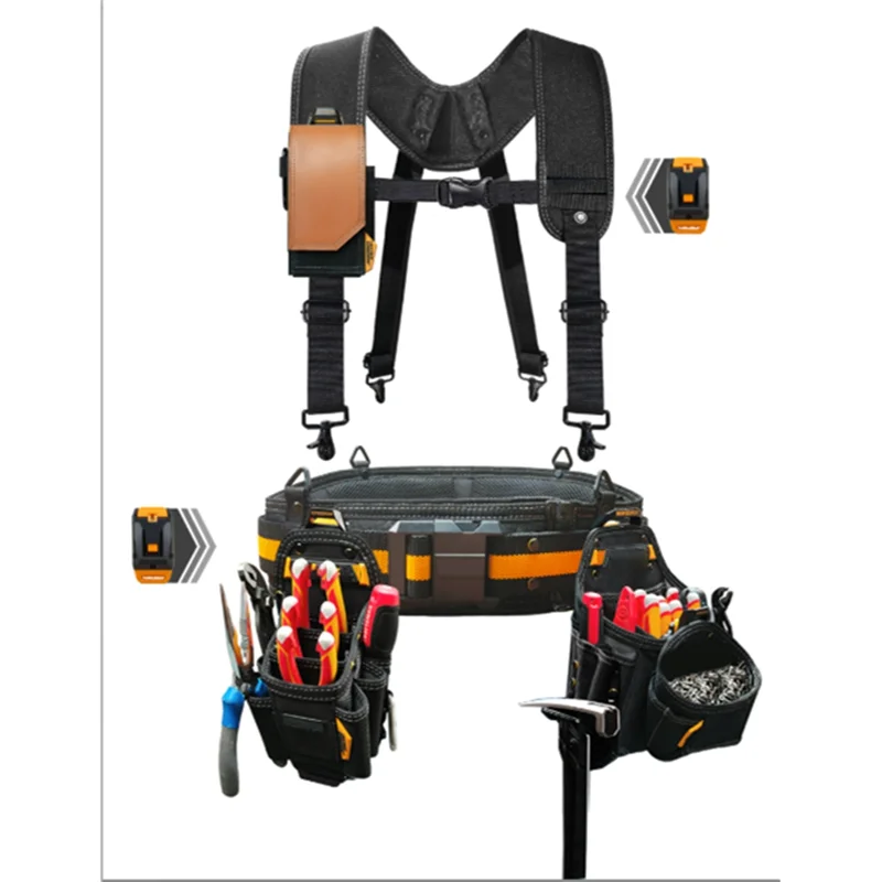 A84E-Heavy Duty Tool Bag Worker Tool Kit Electrician's Waist Bag Tool Belt Shoulder Bag