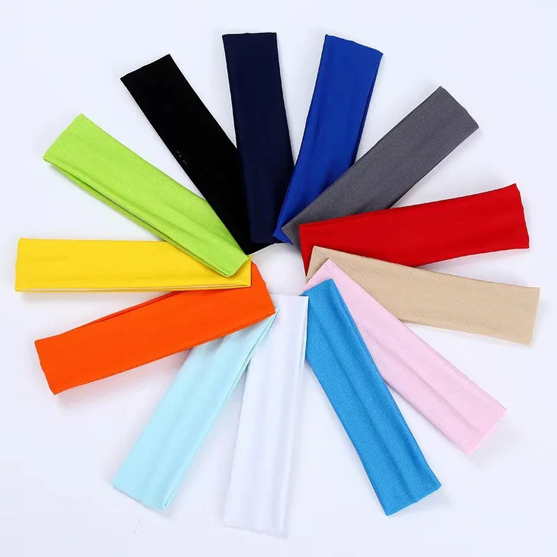 Wholesale Sports Yoga Headbands For Women Summer Absorbing Sweat Hairband Candy Color Elastic Hair Bands Girls Hair Accessories