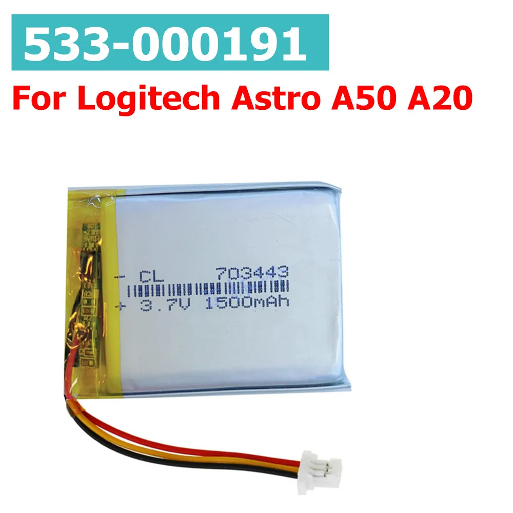 3.7V New 1500mAh 533-000191 533-000169 623441 Battery For Logitech Astro A50 2019 / A20 Headset SRP603443