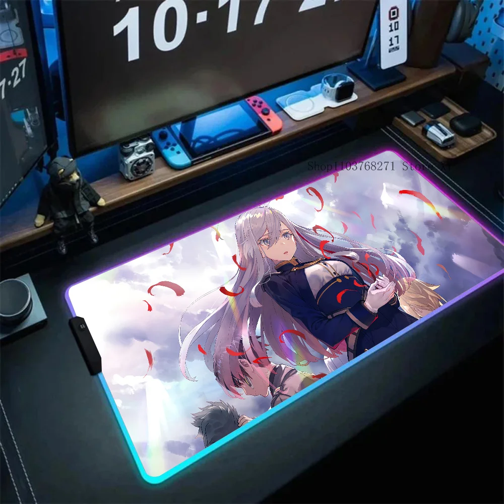 Anime 86 Eighty Six Mousepad XXL RGB Gaming Mouse Pads HD Black Gamer Accessories Large LED