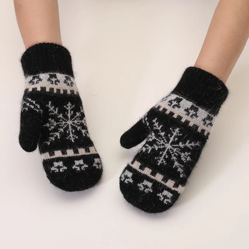 الشتاء الأرنب الفراء الدافئة محبوك القفاز لينة مريحة سميكة الباردة والدليل على قفازات مرونة عالية مناسبة للاستخدام في الهواء الطلق #5