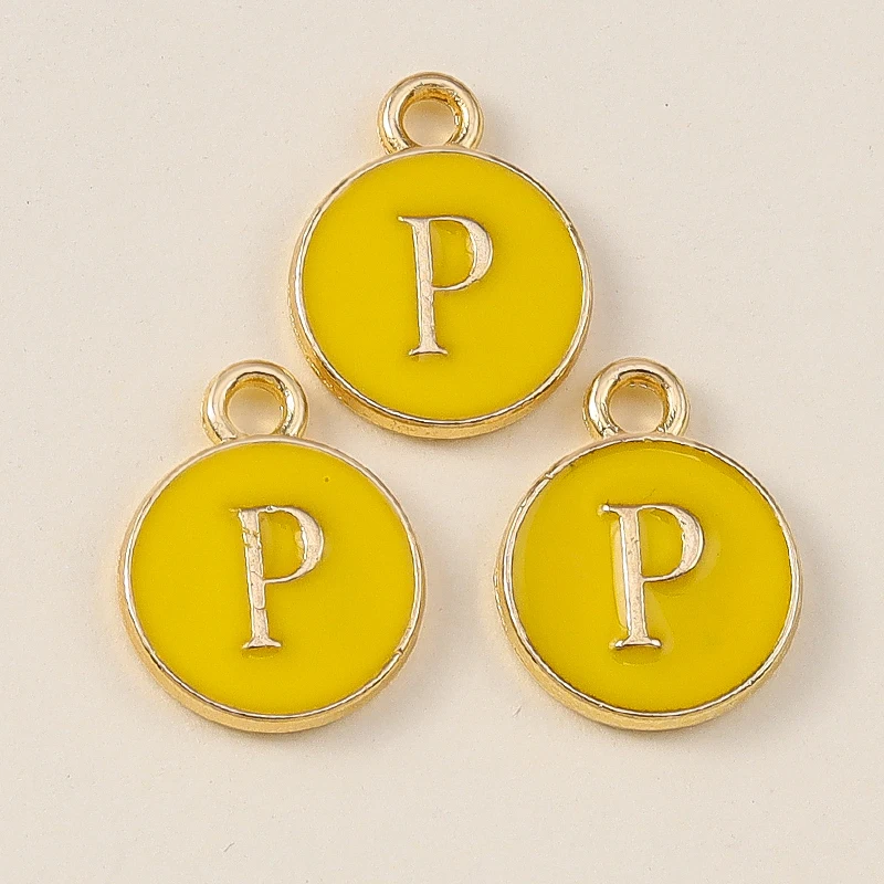 20 Stück 11x14mm Niedliche Gelbe Emaille-Alphabet-Anhänger mit 26 Buchstaben A-Z für Schmuckherstellung, DIY-Halsketten, Ohrringe und Accessoires ﻿ – Detail 18