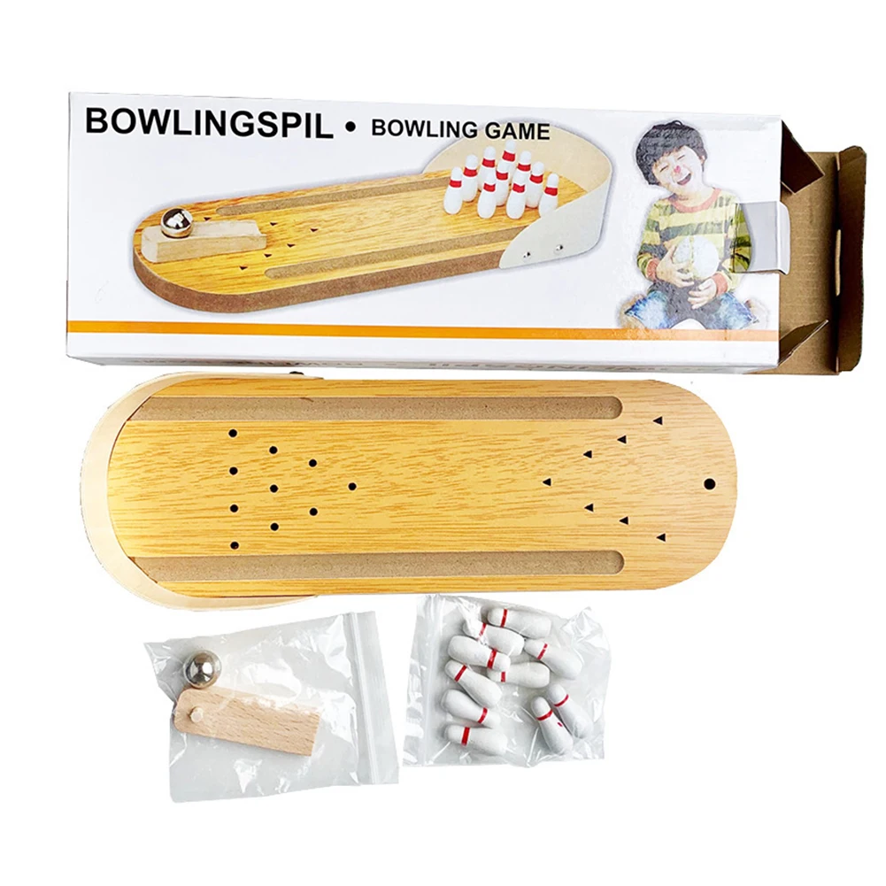 Tabletop Mini Bowling Game Set, portátil Desktop Bowling Set para família adultos e crianças, 10 pinos