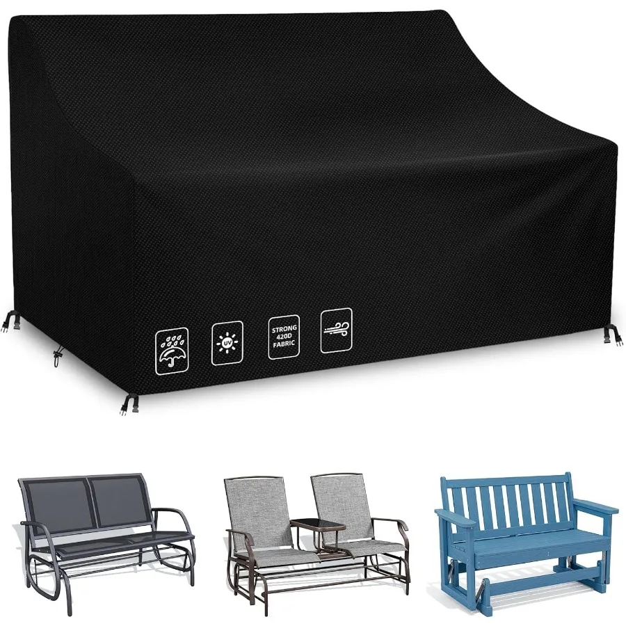 

Outdoor Glider Bench cover with Buckle Waterproof 2-Person Patio Glider Rocking Chair for Adirondack Double Glider Bench 420D H