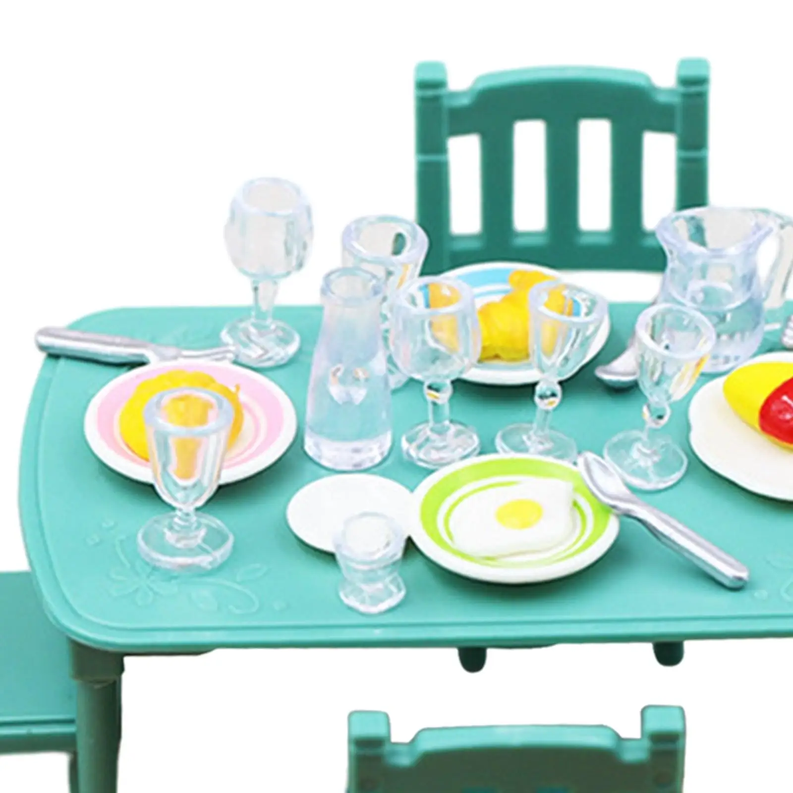 Conjunto de sala de jantar para casa de bonecas 1/12, presentes de feriado, conjunto de jogos de sala de jantar em miniatura