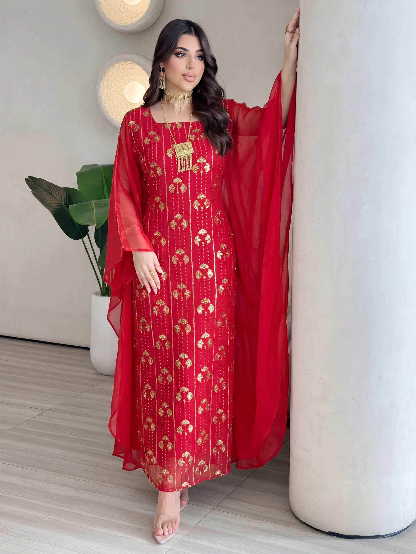 Turkey Women Fashion - 2026 패션 두바이 여성용 스팽글 자수