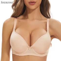 Sheroine Women's T-Shirt Underwire Lightly Lined Bra Plus Size Push Up Padded Full Coverage Smoothing Bras