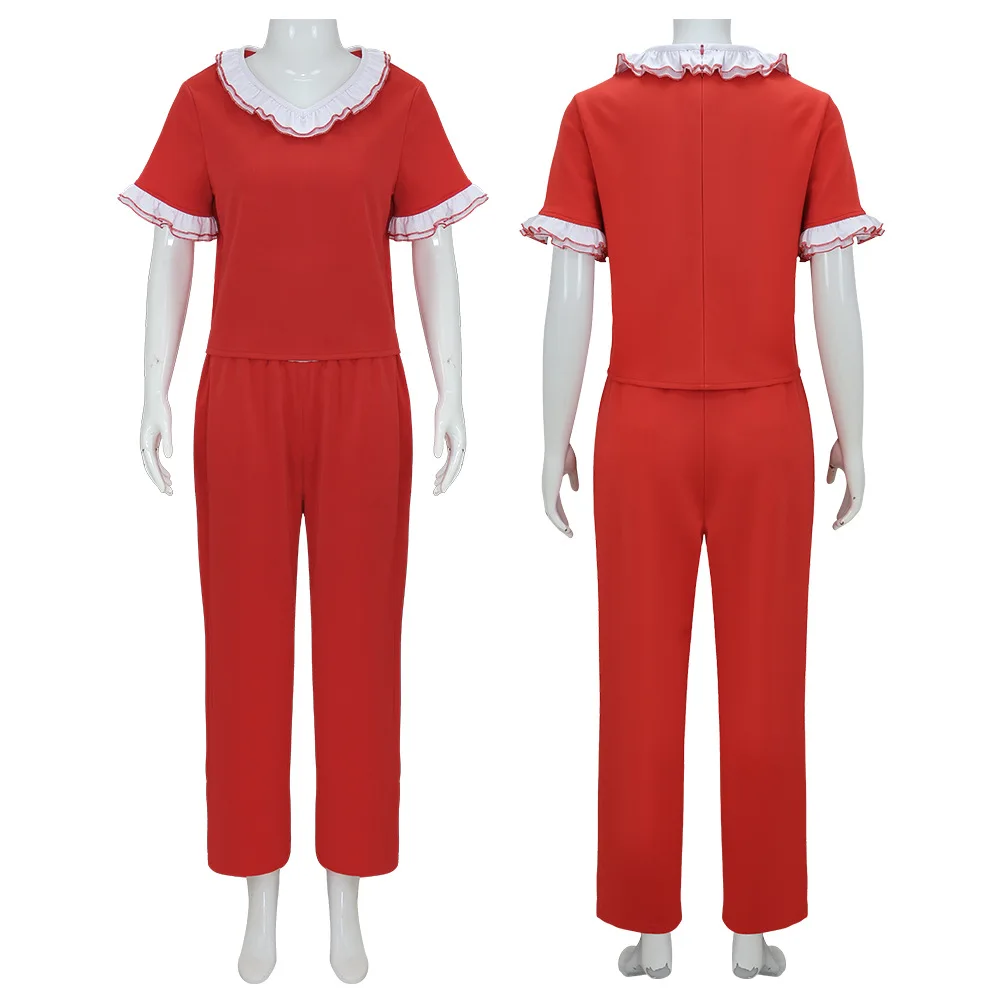 Vintage Night Sally Red Suit Cosplay Halloween Horror Party Stage Costume