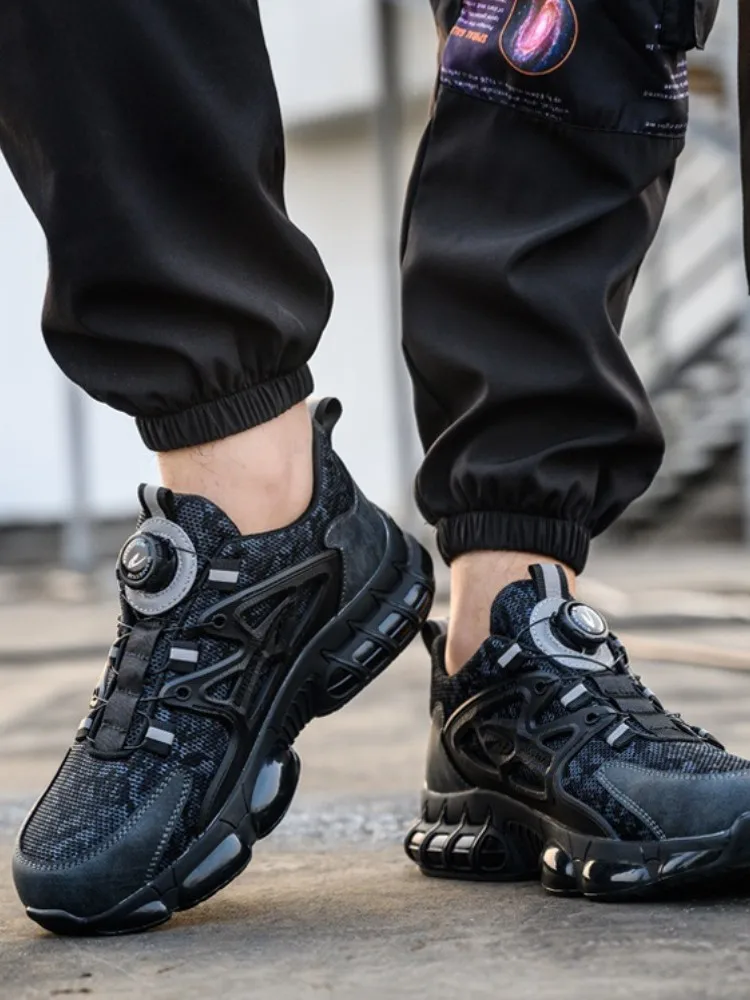 50 grote veiligheidsschoenen onverwoestbare sneakers lekvrije veiligheidslaarzen beschermende heren werkschoenen met roterende gesp - afbeelding 2