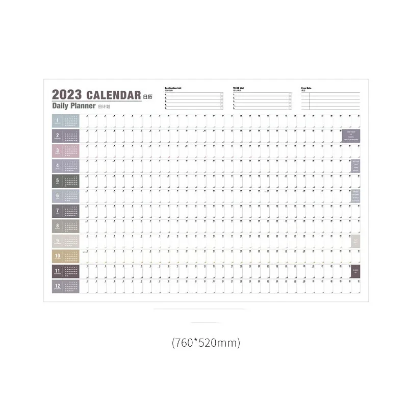 Folha Kawaii Calendário Planner, Para Fazer Lista de Programação, Calendário Anual de Parede, Agenda Organizer, Home Material de Escritório, 2025 2024