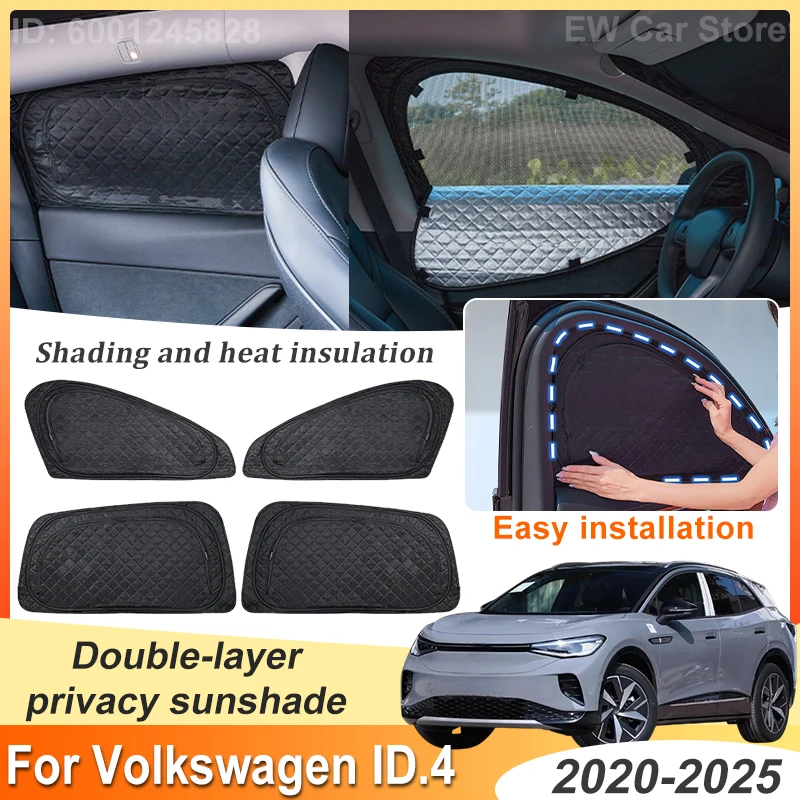 

For Volkswagen VW ID 4 Accessories 2025 2020~2024 Car Double Layer Sunshade Privacy Sunscreen Window Mesh Sun Shade Visors Parts