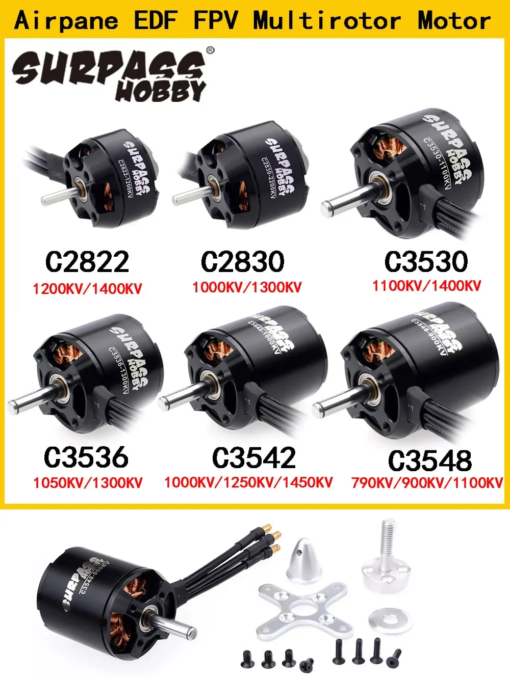 Surpass Hobby 2822 2830 3530 3536 3542 3548 Brushless Motor for Airpane EDF FPV Multirotor Quadcopter