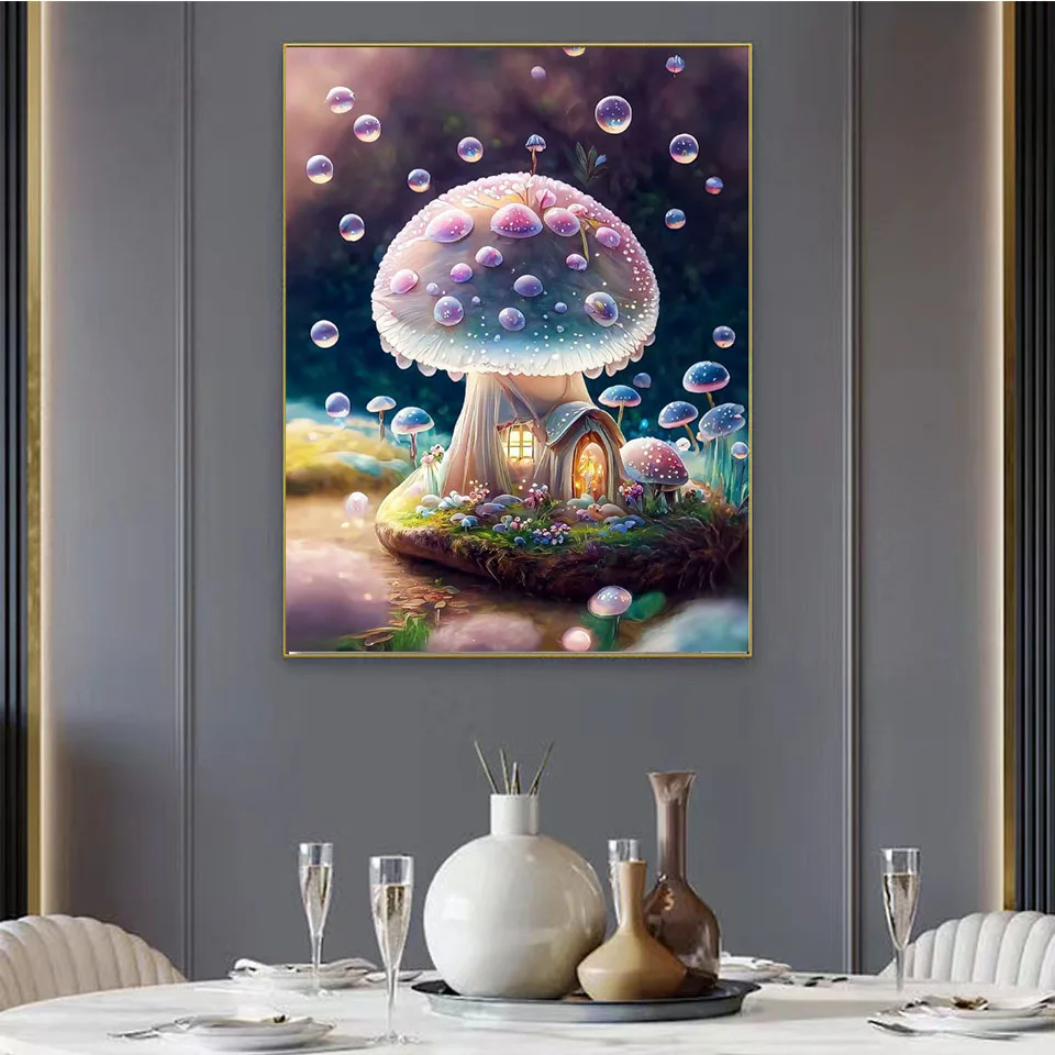 Mushroom House New Arrivals DIY 5D Diamond Painting Fantasy Flower Diamond Embroidery Cross Stitch Full Mosaic Home Decor