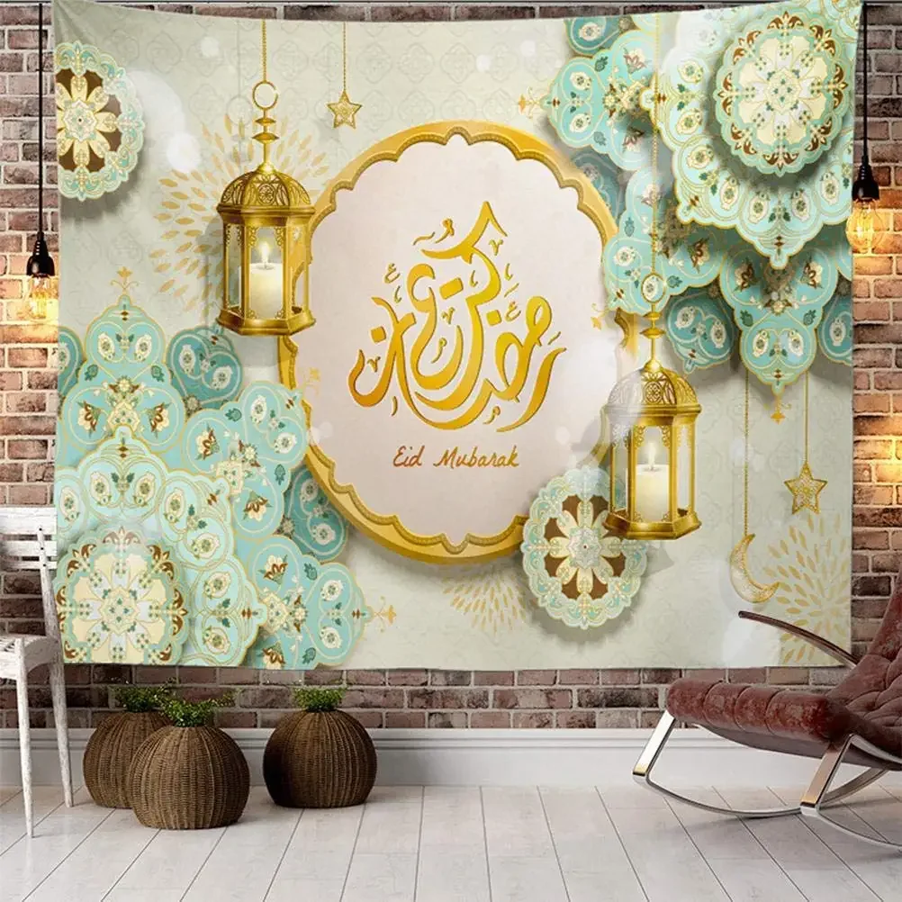 

Ramadan Eid Decorations Muslim Tapestry For Eid Background Wall Hanging Islamic Ornament 3D Ramadan Home Decoration Tapestry