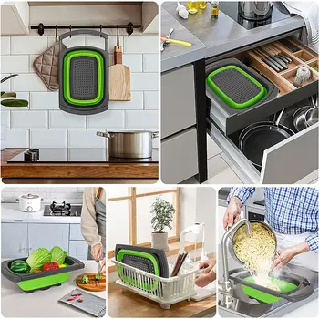 LMETJMA 접이식 손잡이 확장형 채반 (싱크대 위 사용 가능) 야채/과일 채반 JT40 8 best sales 거르다 - №8