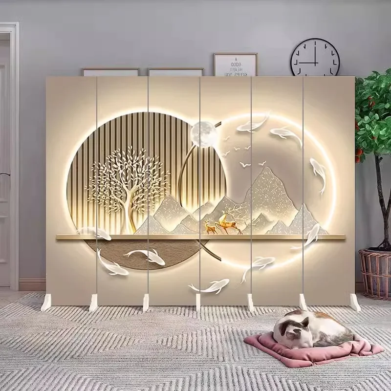 Foldable European Style Screen Partition for Living Room Office Hotel Private Room Mobile Room Divider Entrance Facing Door