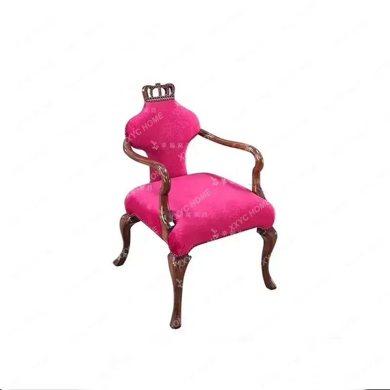 X-S Discount   solid wood retro crown study chair home dining chair bedroom dressing table chair club casual single sofa HG
