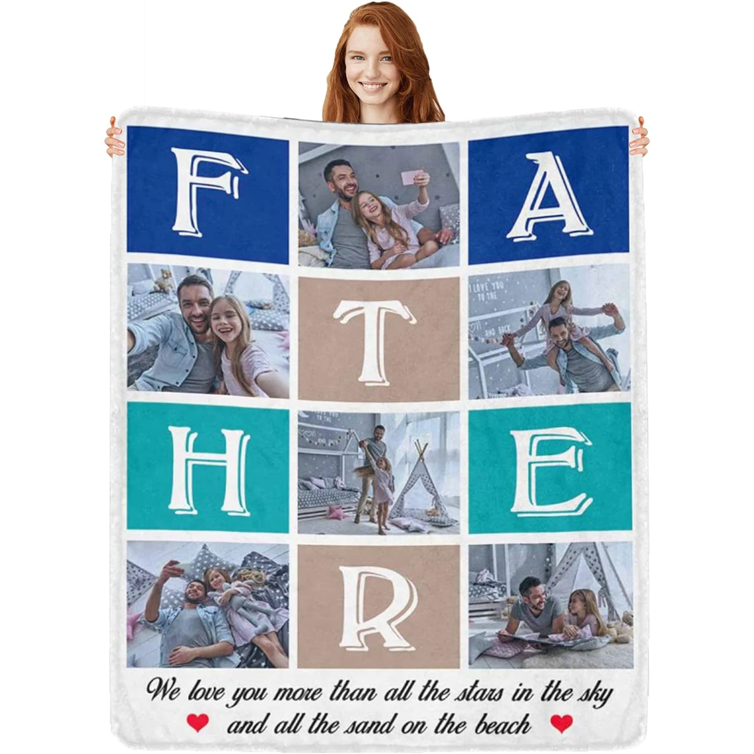 Personalized customized blanket with photos, a gift for dad, the best dad,Father's Day,Mother's Day,Christmas,and birthday gift