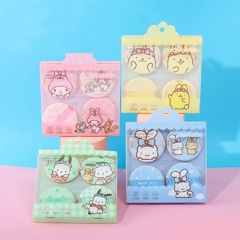 Kawaii Sanrios Accessories My Melody Cinnamoroll Pochacco Cartoon Air Cushion Powder Puff Cute Girl Dry Wet Dual-Use Makeup Tool