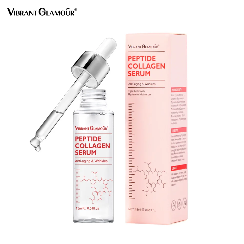 VIBRANT GLAMOUR 10PCS Peptide Collagen Face Serum Anti-Aging Moisturizing Remove Wrinkle Fine Lines Whitening Firming Skin Care