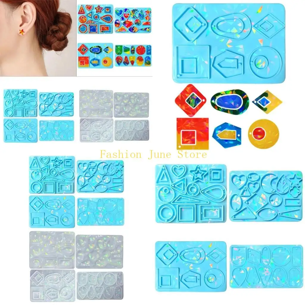 

N5KA 4Pcs DIY Shiny Glossy Light Keychain Molds Earrings Mould Epoxy Jewelry