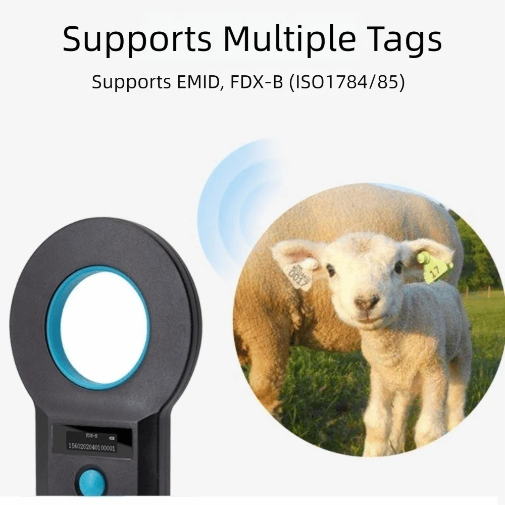 Handheld Pet ID Detection Rechargeable Portable Animal Tag Reader Data Storage Bluetooth Connectivity Pet Chip Scanner