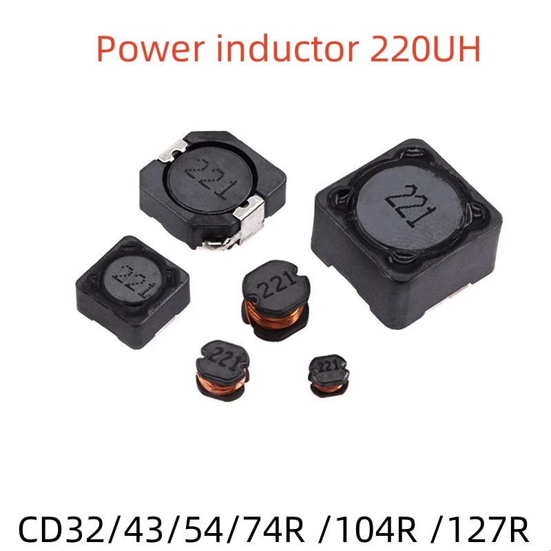 10PCS CD Series SMD Power Inductor CD32/CD43/CD54 220UH 221 Printing Chip Inductor