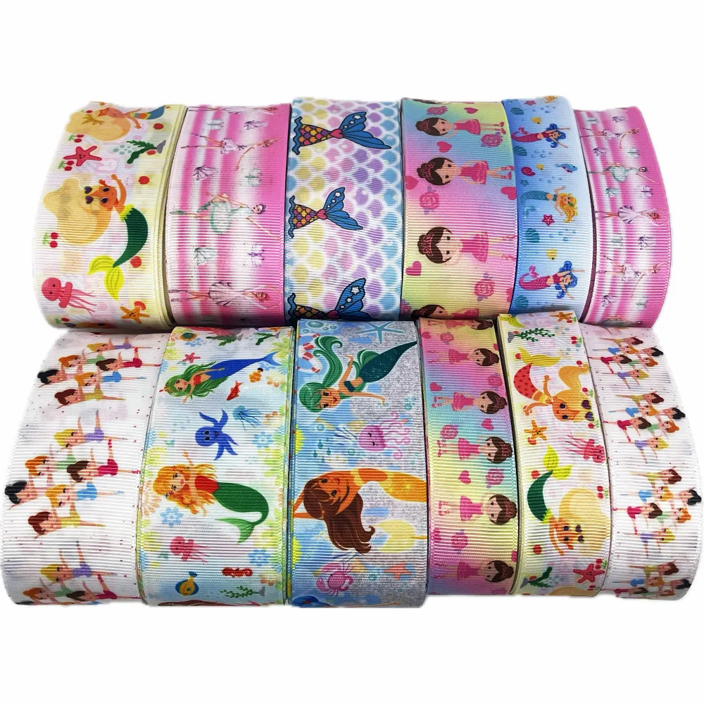 5 metri cartone animato stampato nastro in Grosgrain stampa sirena per bambino artigianato fai da te regali avvolgimento natale compleanno ragazze