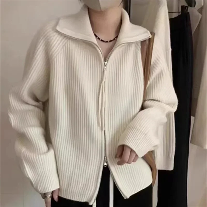 

Zipper Y2k Kintted Sweater Women Loose Korean Cardigan Crochet Top E-girl Pullovers Spring Autumn Winter Jumper Sueter Jumpers