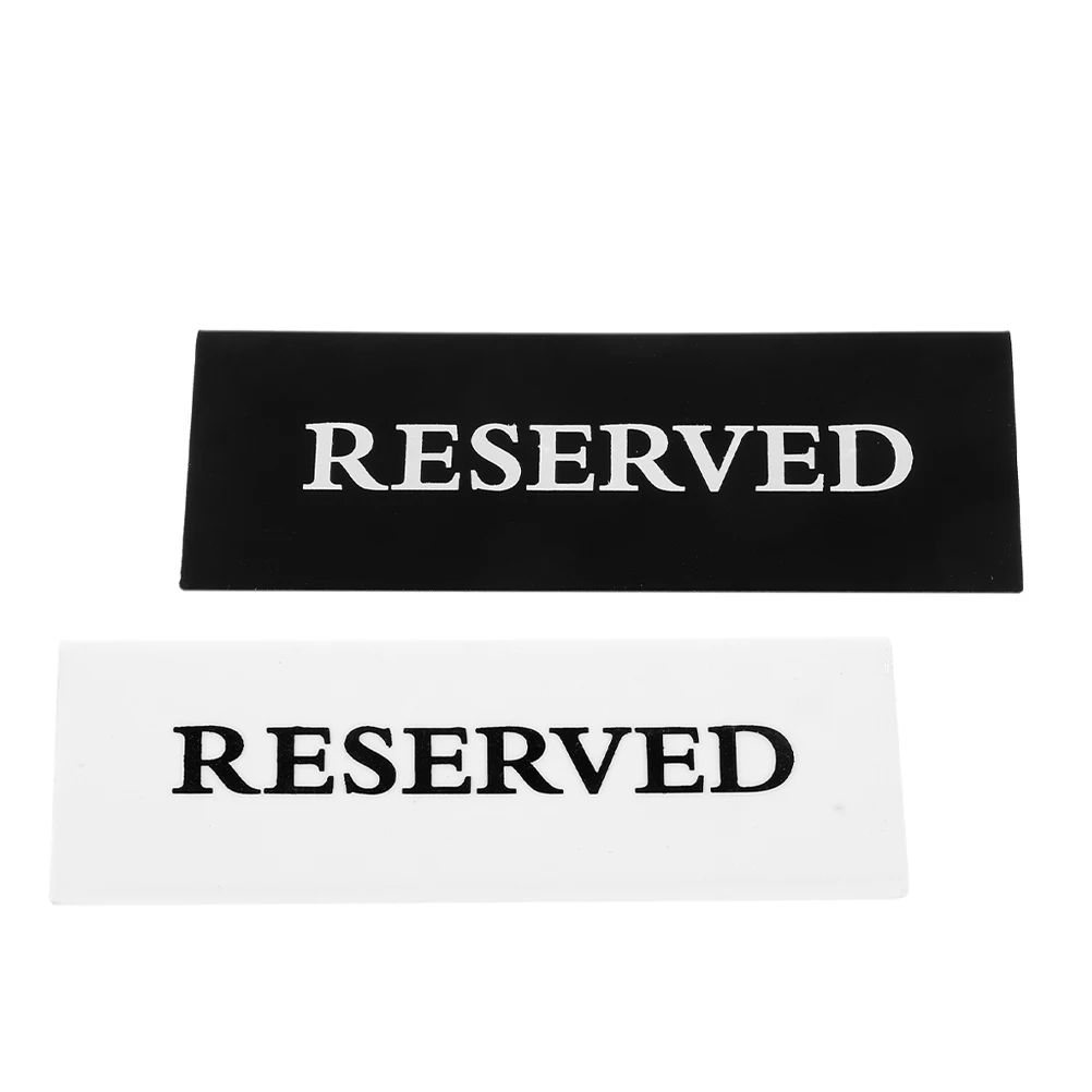 

2Pcs Acrylic Card Sign 15x5cm Black White Reserved Table Signs for Restaurant Smoking Event Conference