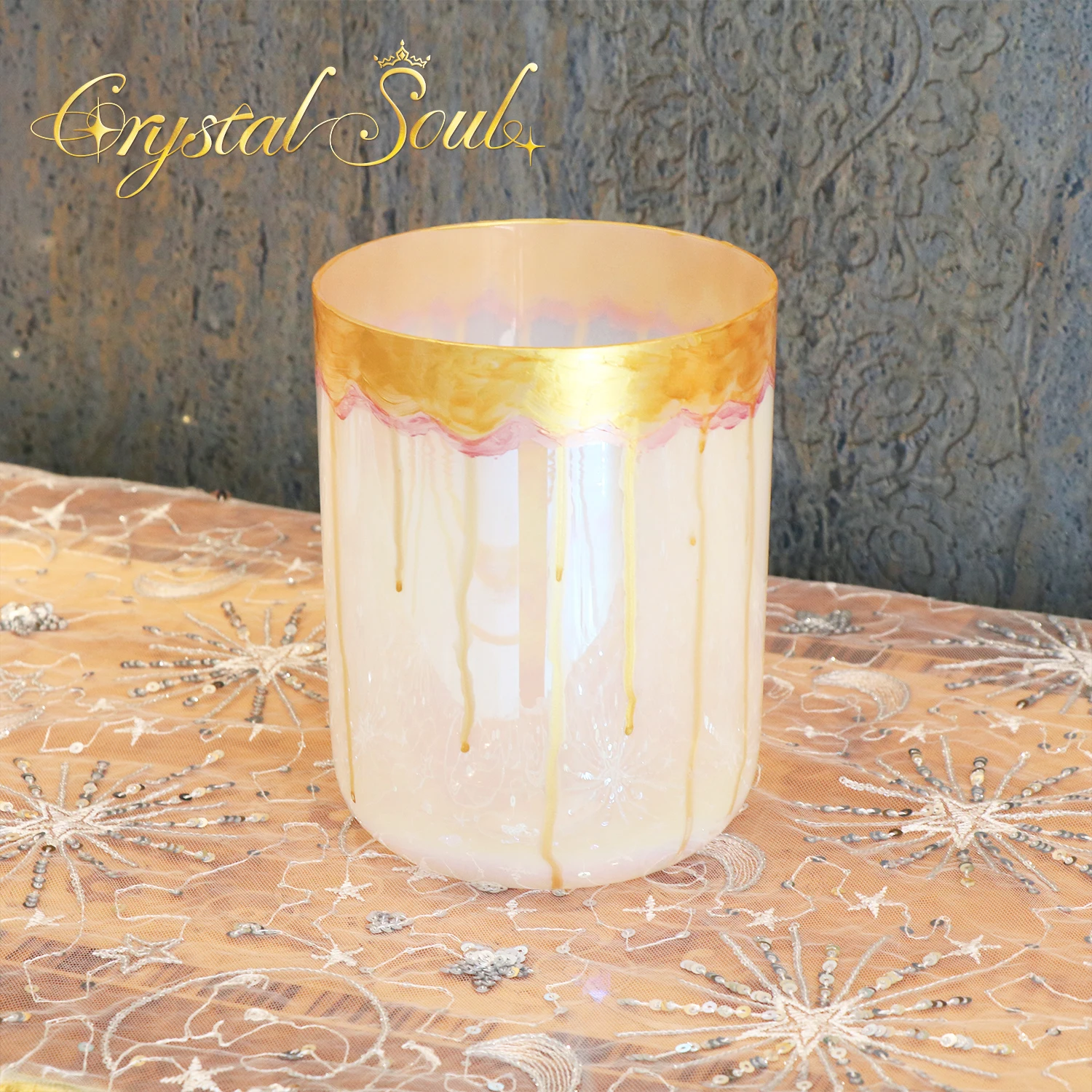Crystal Soul Exclusive Design of New Hand Drawnwater Droplet Reiki Alchemy Crystal Bowl Customized Tone