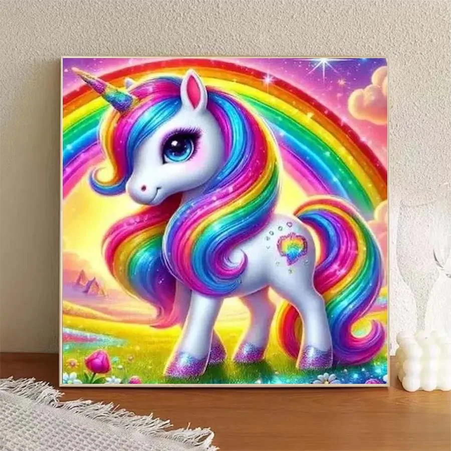 1 piece 5D DIY flocking cloth, special drill, diamond painting kit, unicorn, rainbow, pattern mosaic, diamond art - view 3